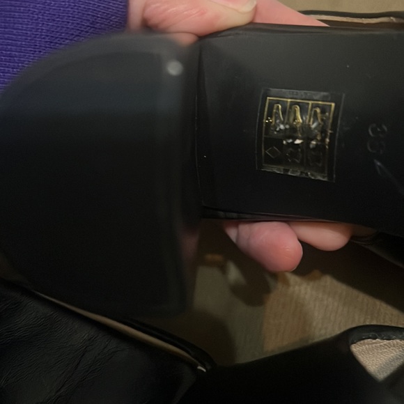 Brenda Zaro Peep Toe Heels black lather size 6 - Picture 11 of 12